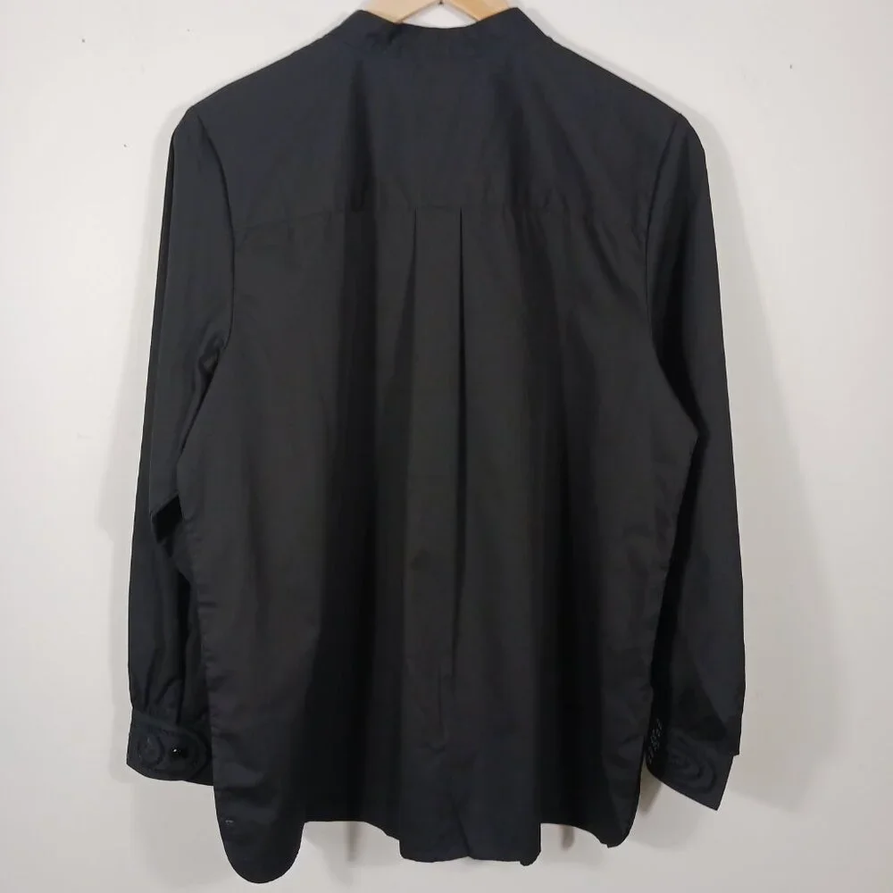 Bob Mackie NWT, Size Med., Black Button Down Shirt W/Sequins, Mandarin Collar - Picture 5 of 14